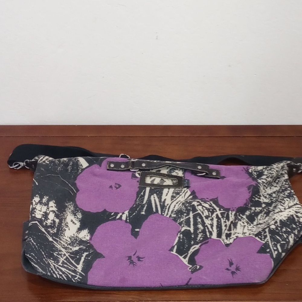 The Andy Warhol Pop Art Large Psychotic Leopard Duffel Canvas & Leather Bag - Picture 3 of 12